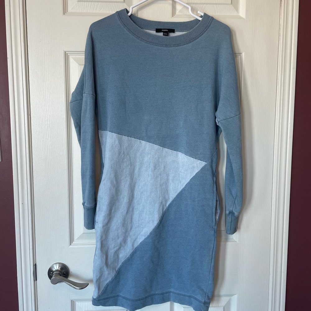 Diesel denim blue sweater dress - denim panels